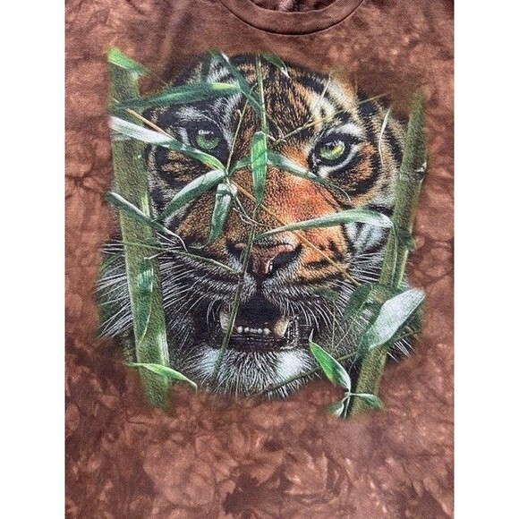 The Mountain Hungry Eyes Long Sleeve T Shirt Mens 2XL Brown Tiger Tie Dye EUC - Picture 2 of 9